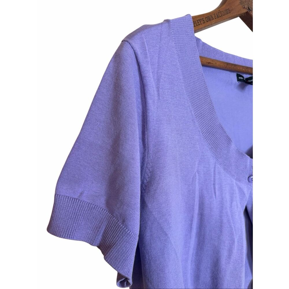 New York & Company NWOT Silk Blend Short Sleeve Knit Shrug Lavender Size XL - Picture 5 of 8
